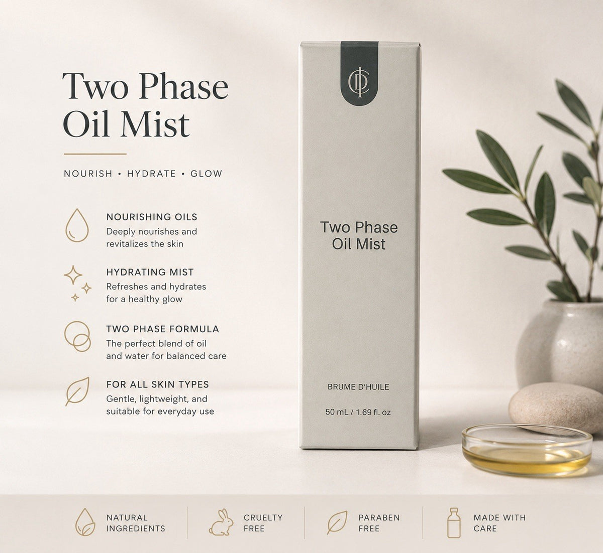 Two Phase Oil Mist Hydrating Spray