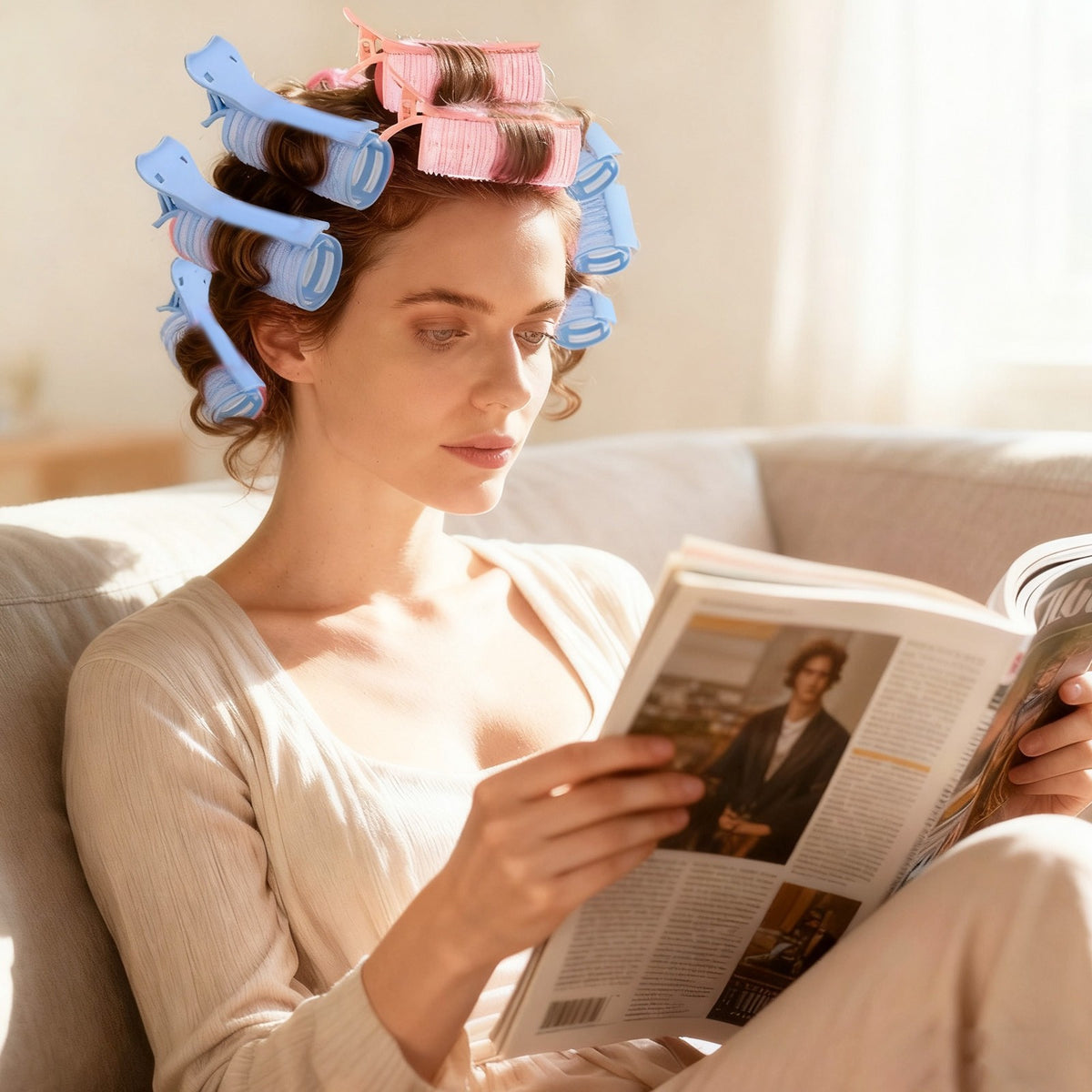 Heatless Hair Curlers Set - Reusable Self-Grip Rollers for Natural Curls & Volume
