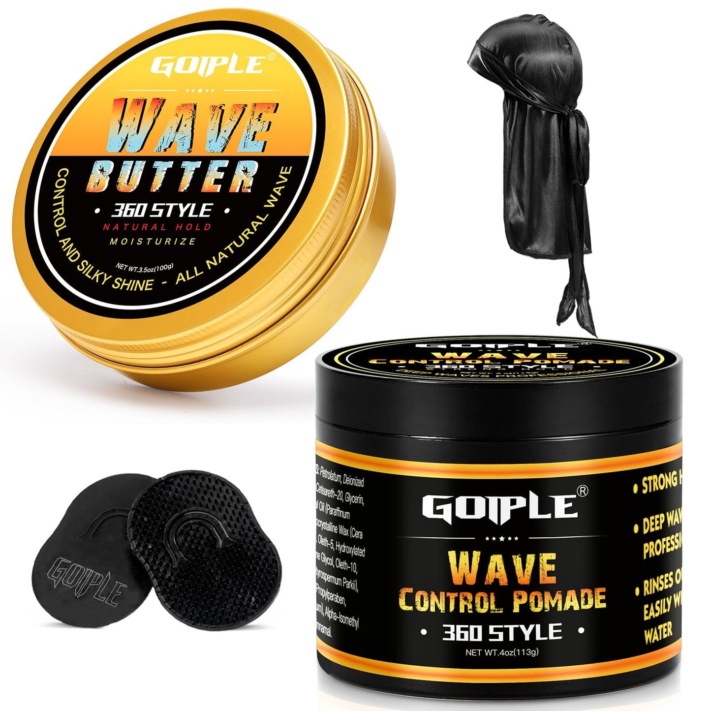 Wave Butter 360 Wave Grease for Men - Natural Styling Pomade with Shea & Beeswax