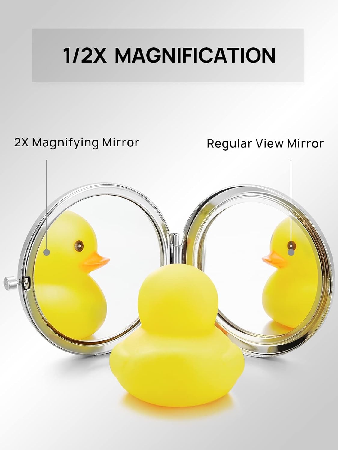Double-Sided Compact Pocket Mirror with 1X/2X Magnification, Portable & Customizable