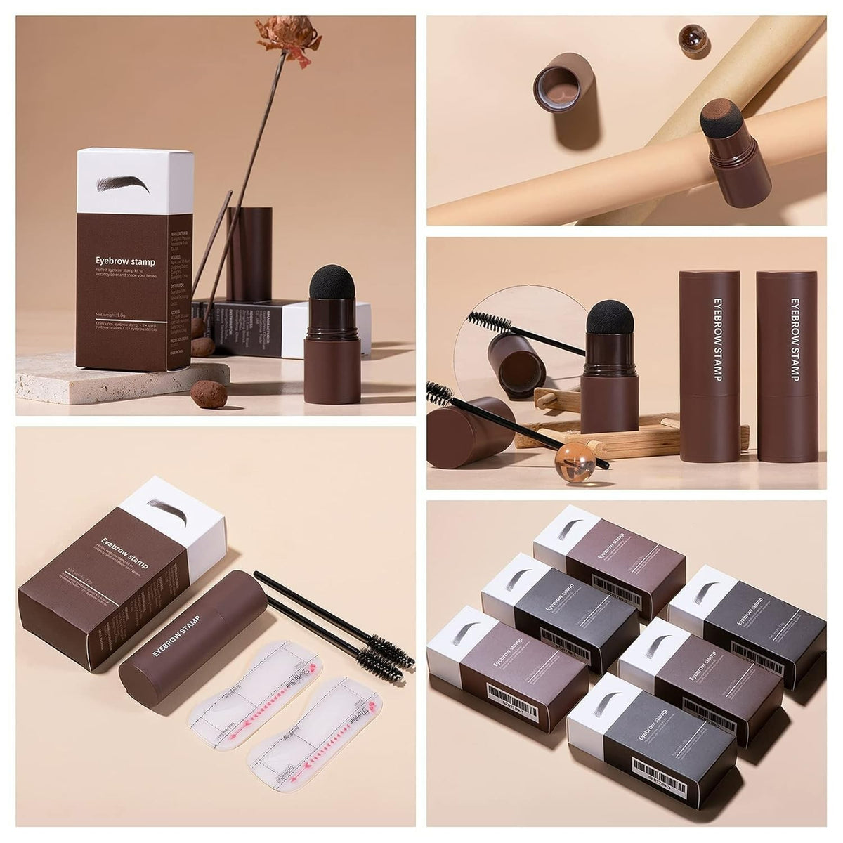 Waterproof Eyebrow Stamp Kit with 10 Stencils & Brushes - Natural Brow Shaping