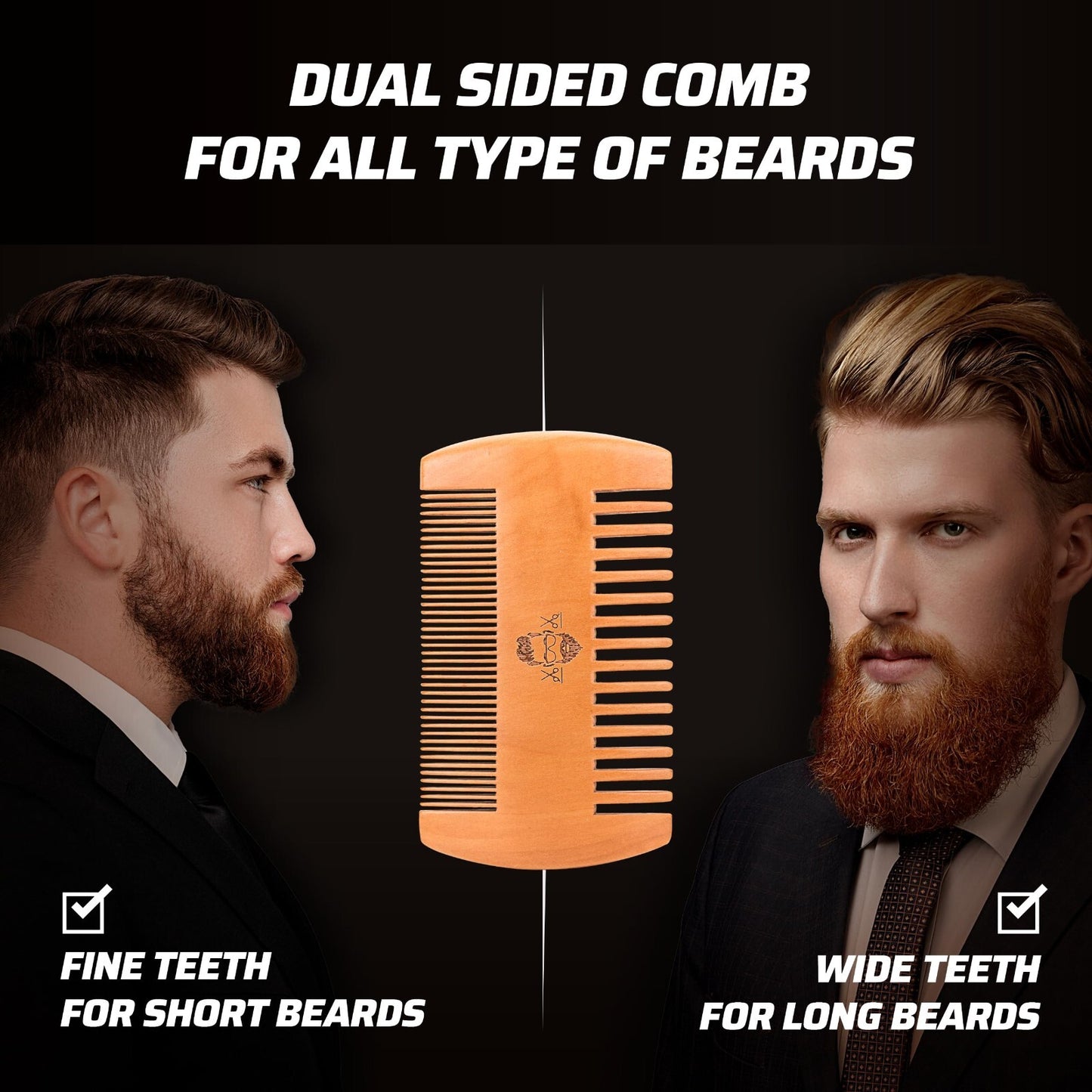 Men's Beard Grooming Kit with Brush, Comb & Scissors - Travel Size