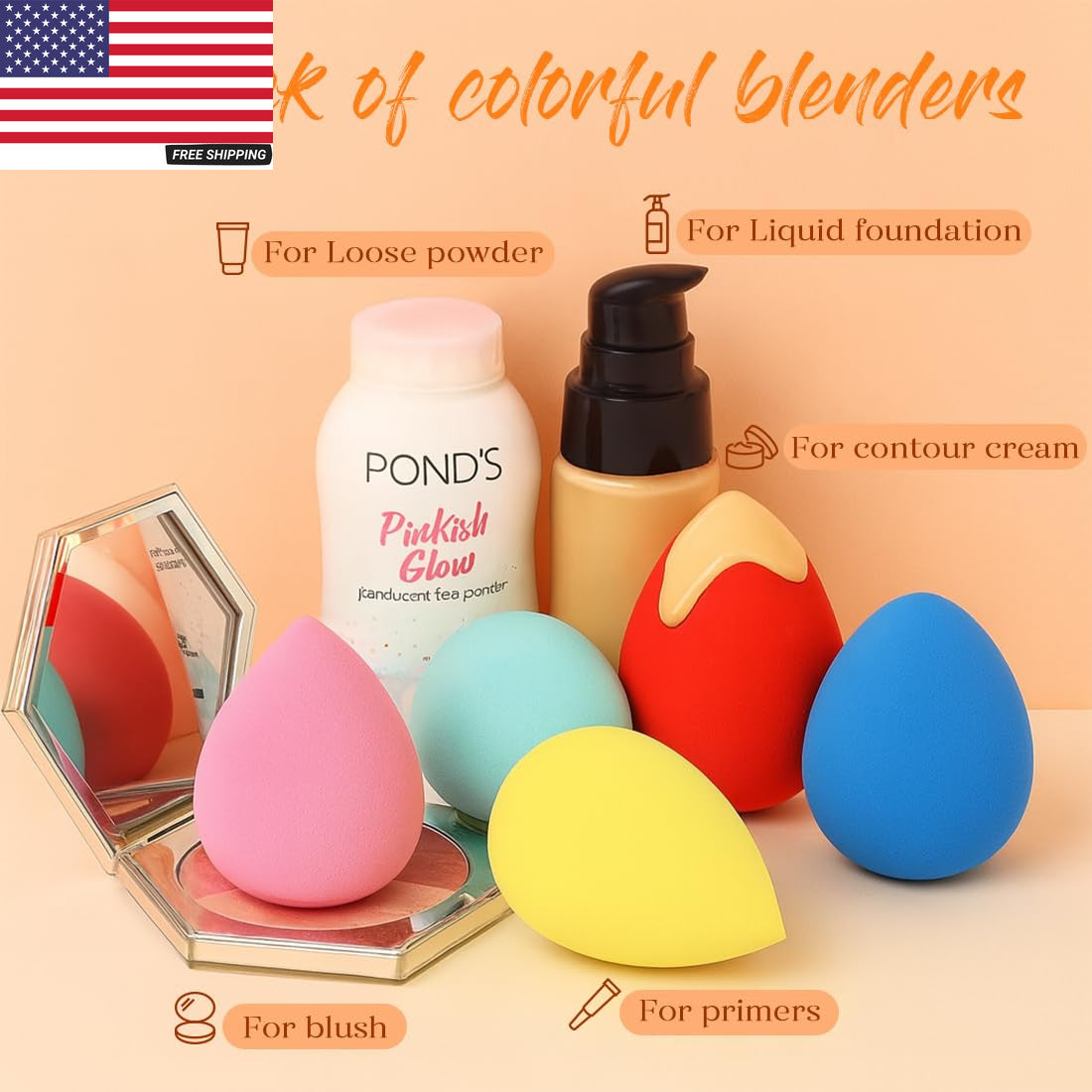 Makeup Sponge Set 5 Pack - Micro Porous, Soft Latex-Free Foundation Blenders
