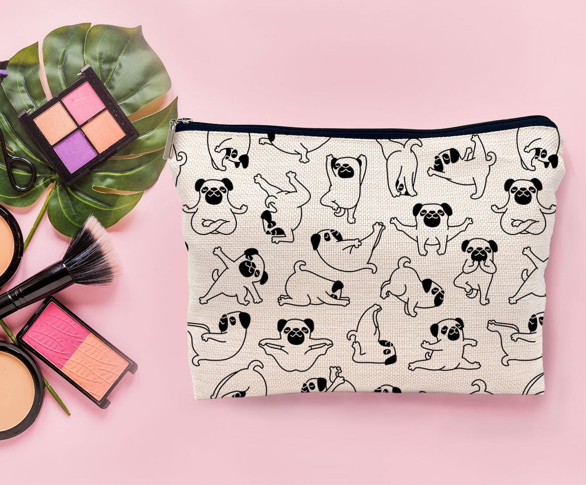 Pug Mom Cosmetic Bag - Fun Dog Lover Travel Makeup & Toiletry Pouch