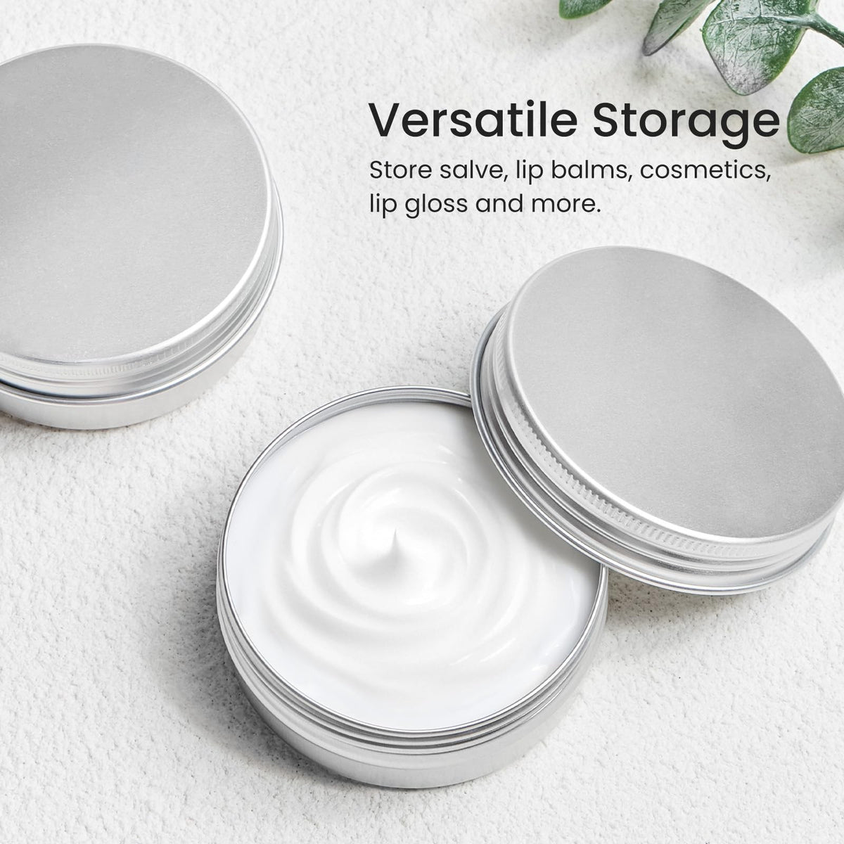 24 Pack 2 Oz Aluminum Tin Cans with Screw Lids & Labels for Cosmetics & Travel