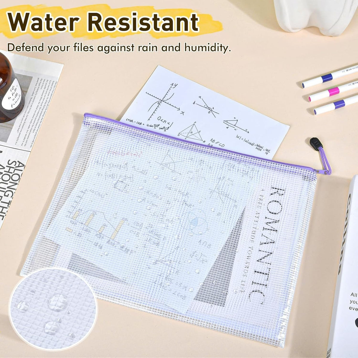 26pcs Mesh Zipper Pouch Bags Set - Waterproof Clear Storage Bags for Office Travel