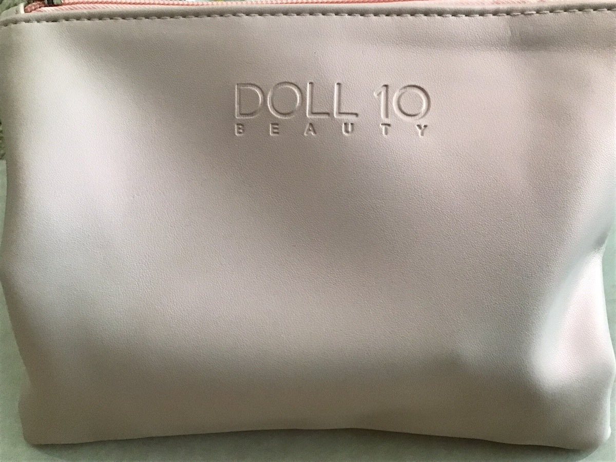 Doll 10 Cosmetic Bag - Light Pink Zippered Makeup Pouch with Peach Lining