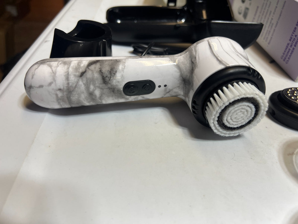 Sonic Skin Cleansing Brush with Antimicrobial White Marble Finish