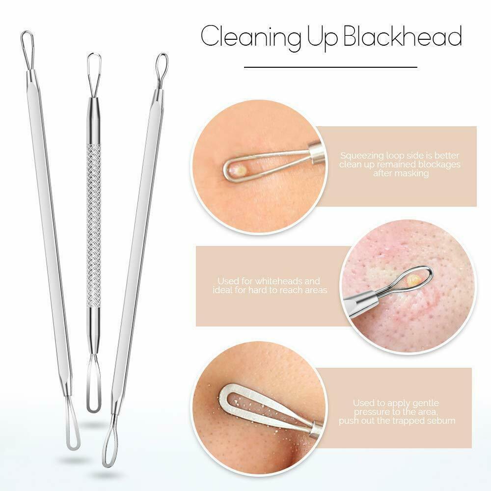 Blackhead Acne Pimple Comedone Spot Extractor Tool Kit - 10 Pcs with Travel Case