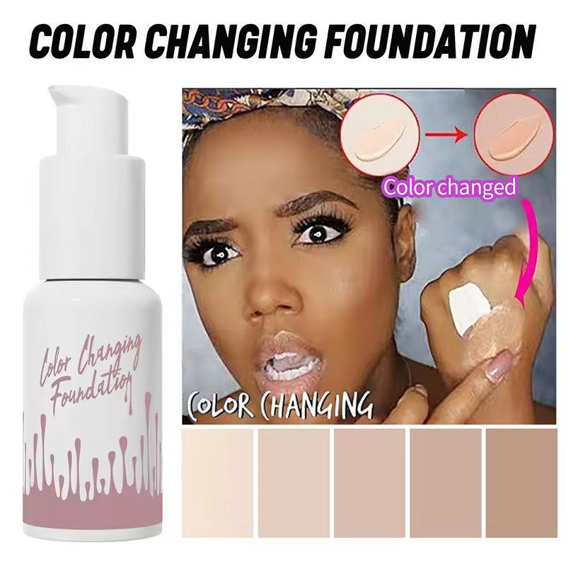 Color Changing Liquid Foundation for Skin Tone Matching, Long-Lasting Face Makeup
