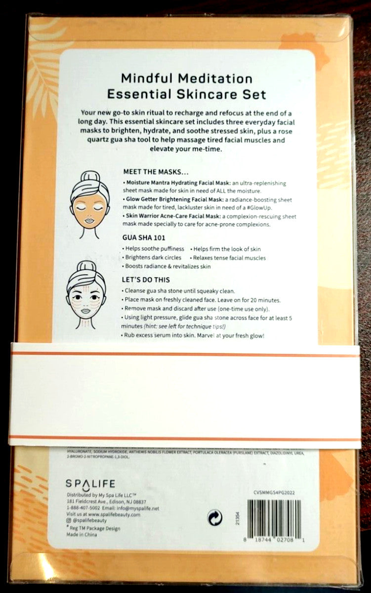Acne Care & Meditation Facial Mask Set with Gua Sha Tool