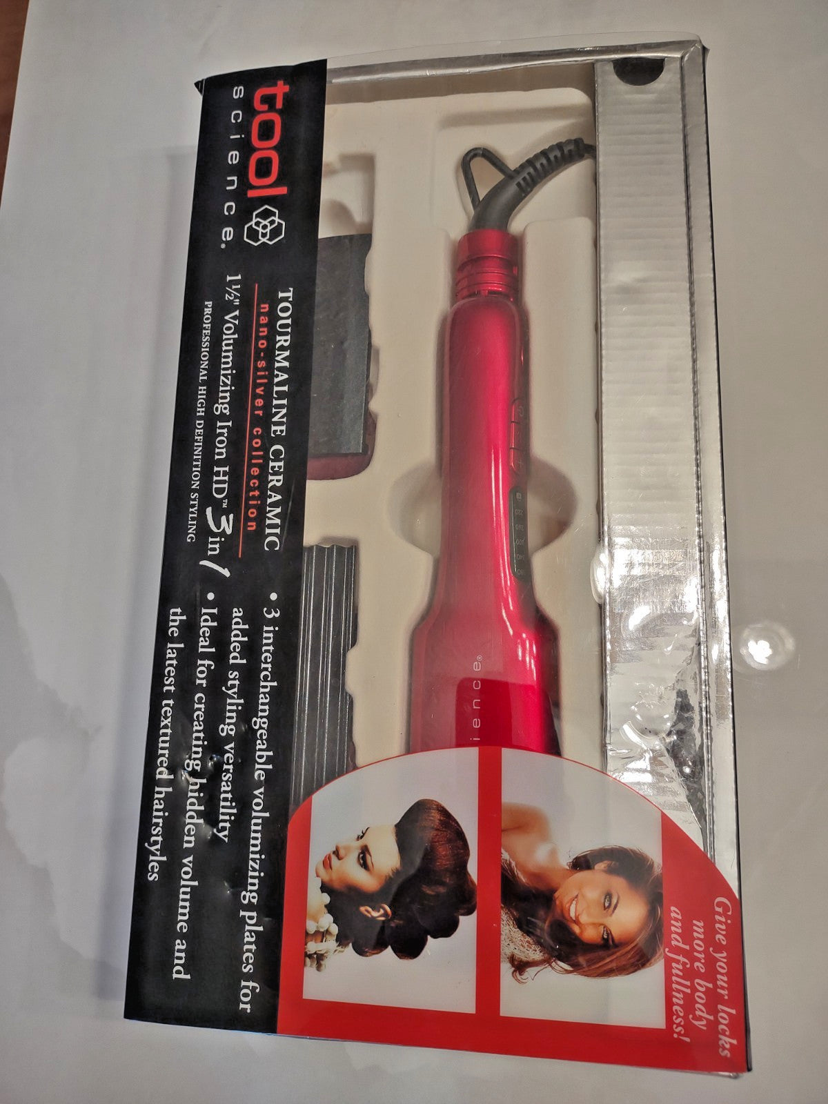 Tourmaline Ceramic Interchangeable Hair Styling Iron – 1.5 Inch Curl/Straighten