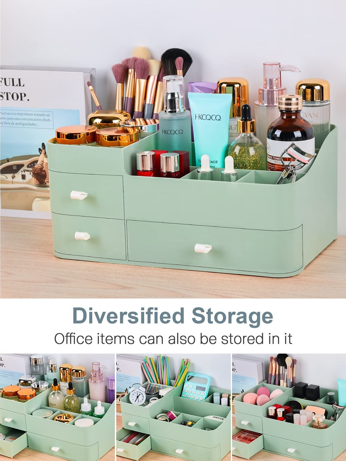 Makeup Organizer with Drawers — Large Capacity Vanity & Bathroom countertop