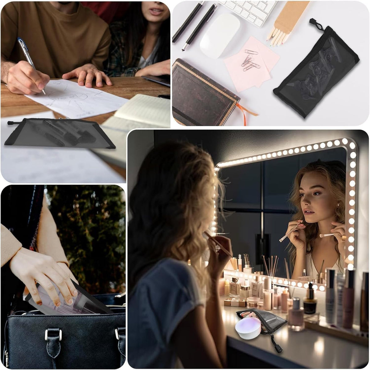 Mesh Makeup Bags with Zipper - Small Nylon Travel Cosmetic Pouches