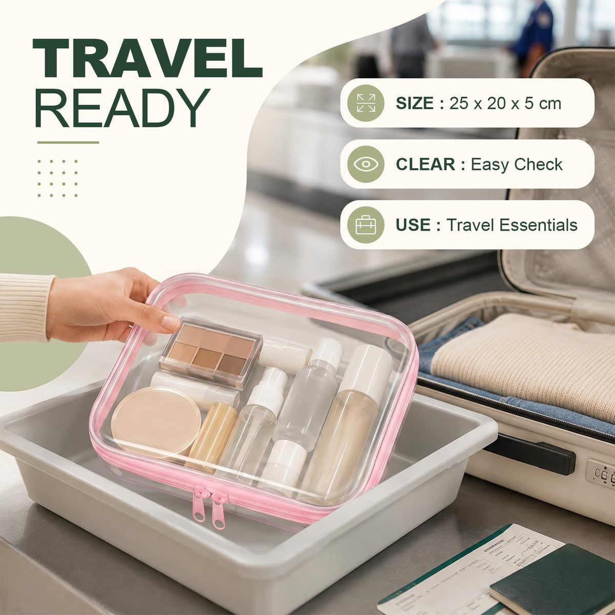 Clear Hard Shell Zipper Cases - 3 Pack Medium Travel & Storage Pouches