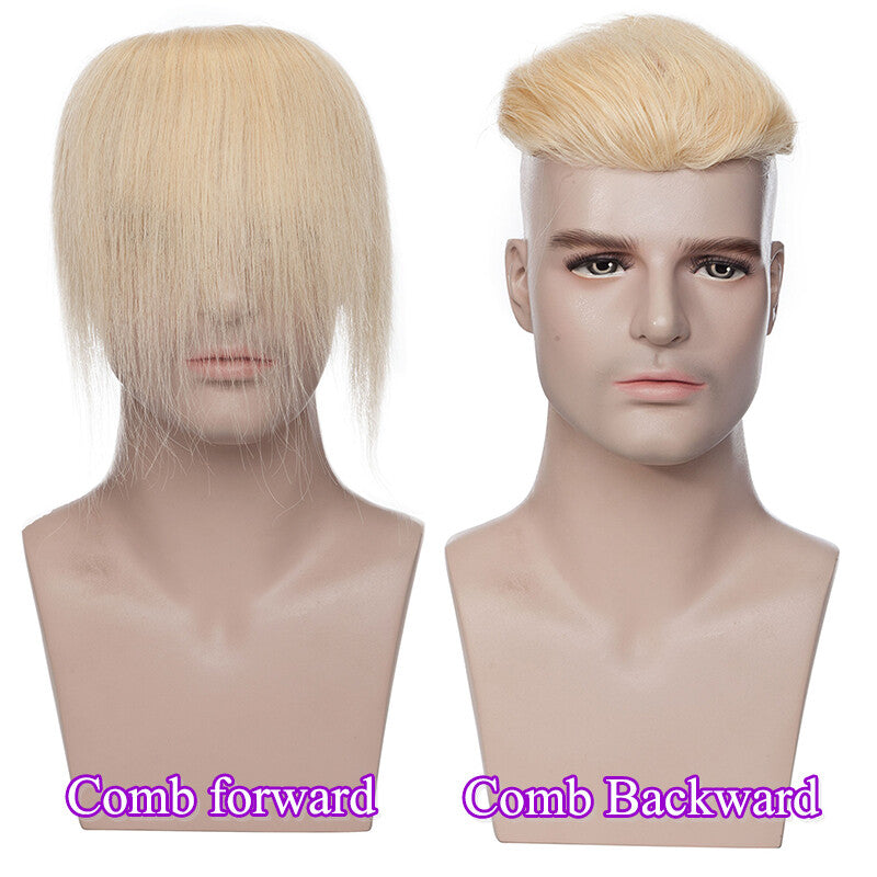 Human Hair Toupee for Men Receding Hairline - Skin PU Base & Natural Look