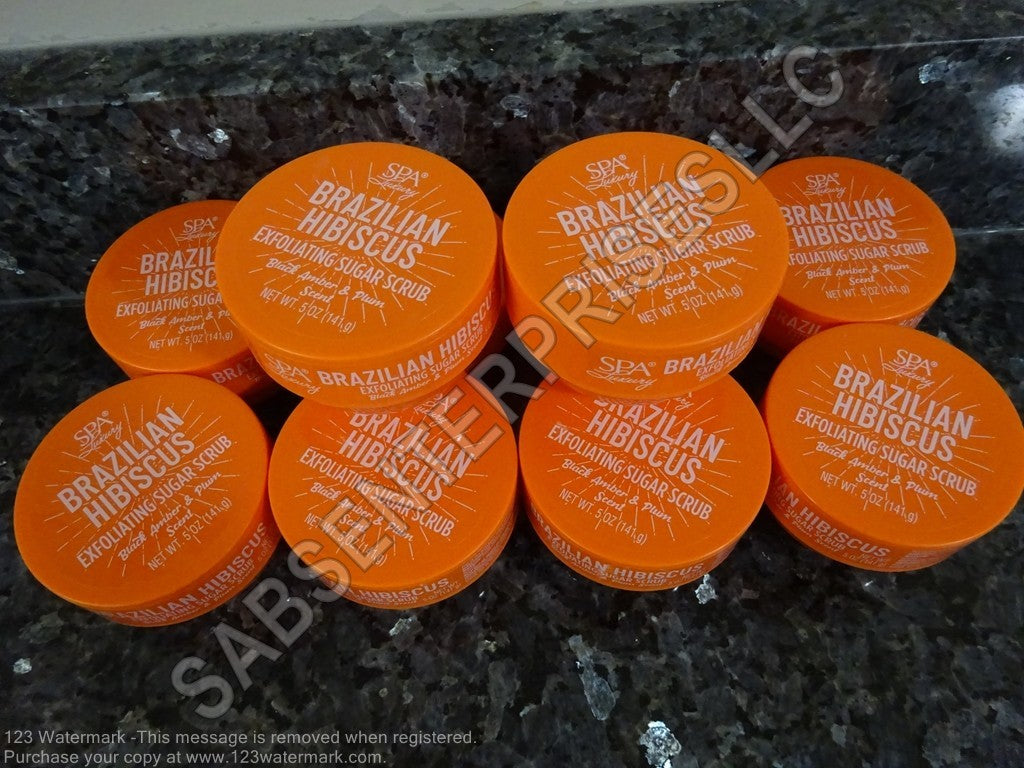 10 SPA Luxury BRAZILIAN HIBISCUS Black Amber & Plum Exfoliating Sugar