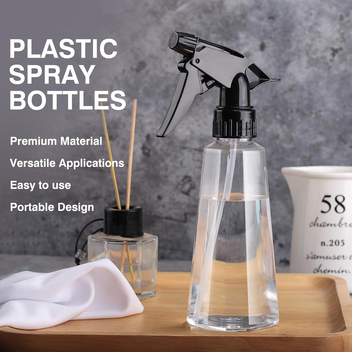 Refillable Spray Bottles 2 Pack - 9.4 oz Plastic Mist & Water Spray