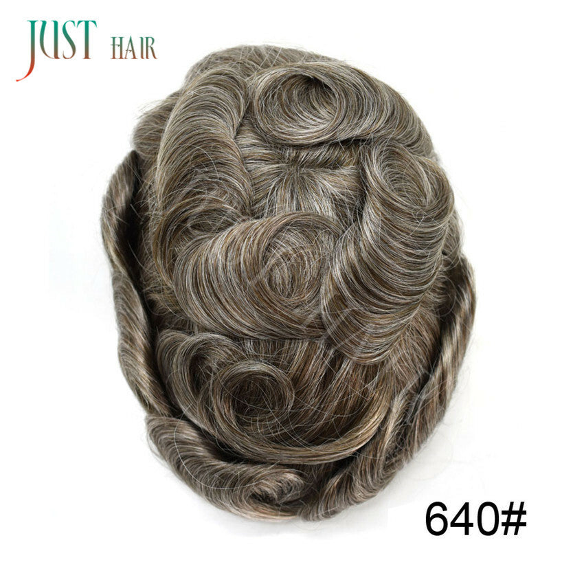 Men's Bleached Lace Front Hair Replacement Toupee - Natural Hairline, Virgin Human Hair