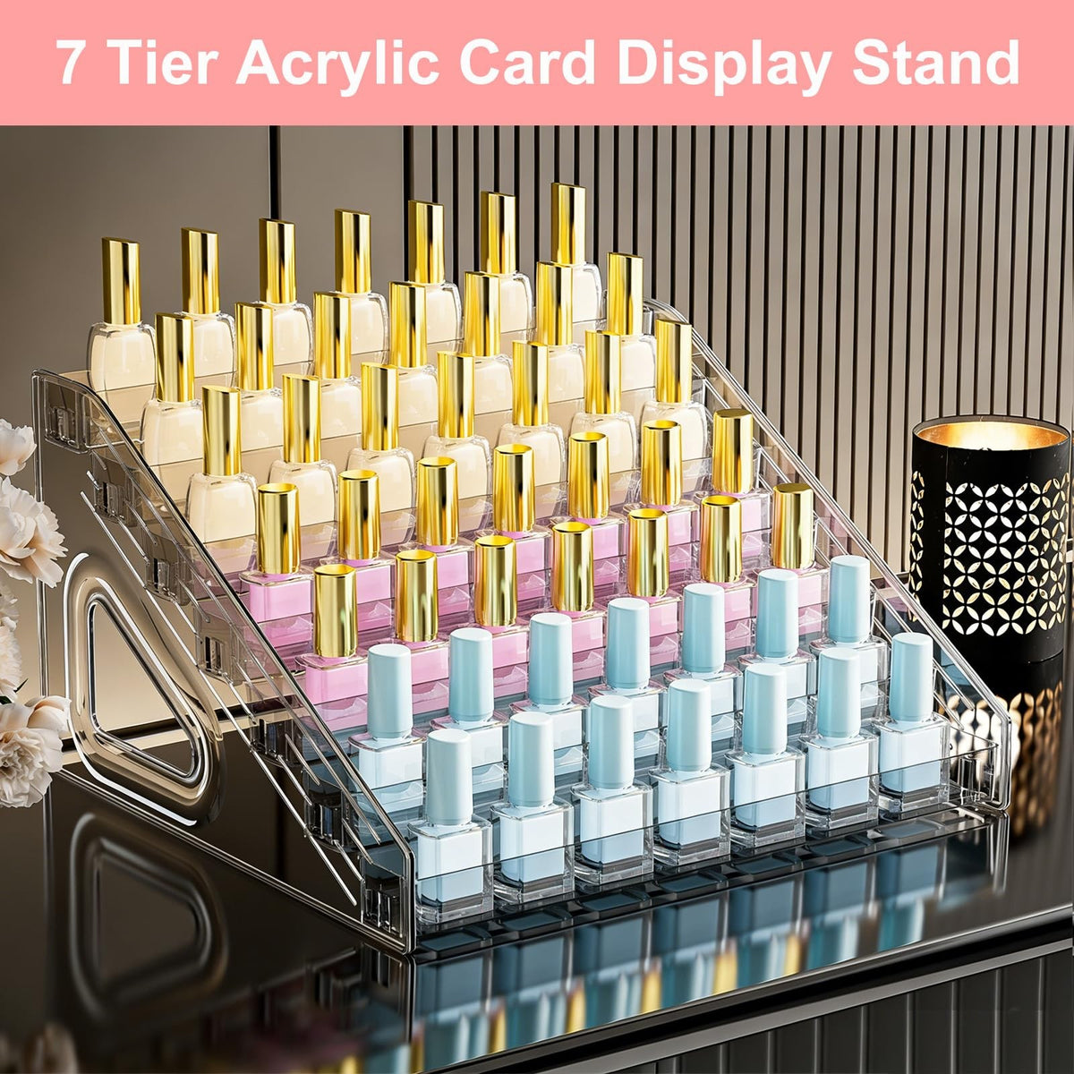 7-Tier Acrylic Nail Polish Organizer Rack 2 Pack - Clear Display Stand