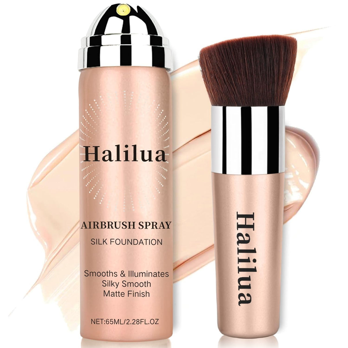 Airbrush Foundation Spray with Brush - Full Coverage Matte Makeup