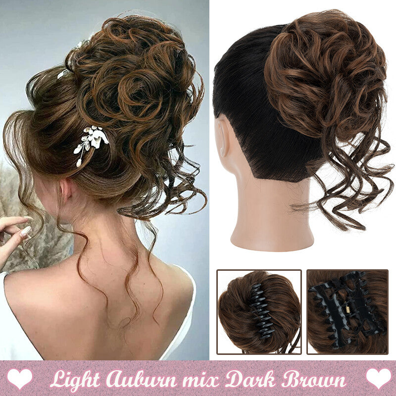 Messy Bun Claw Hair Clip Extensions - Curly Thick Updo Accessory
