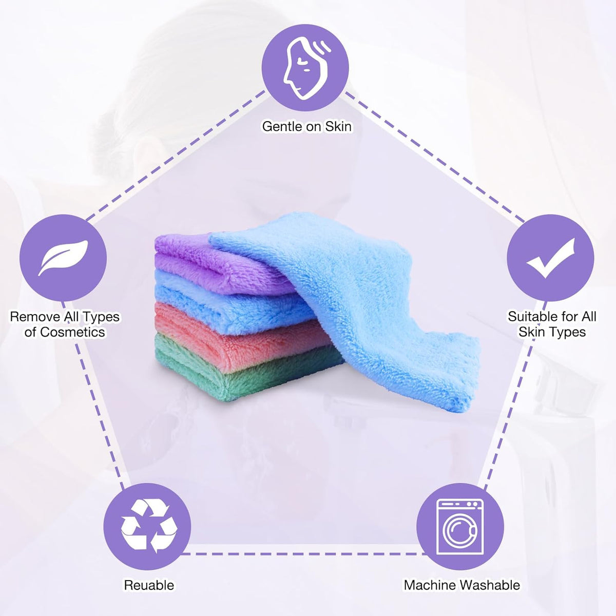 Reusable Makeup Remover Cloths 28 Pack - Soft Coral Velvet Facial Cleansing Pads