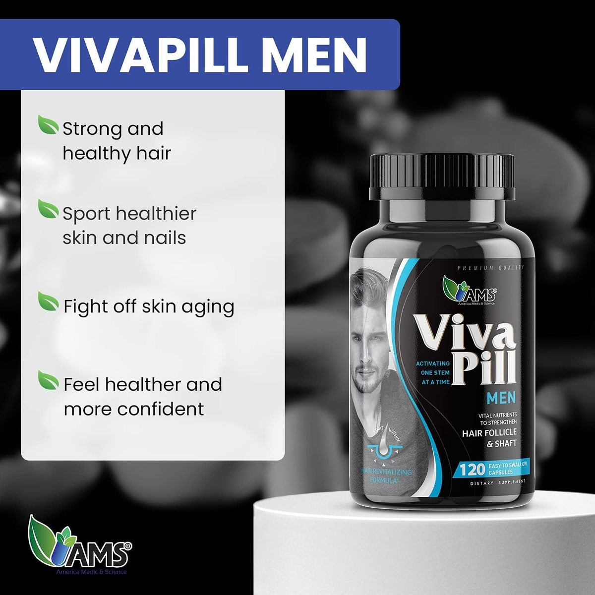 Men's Hair Growth Vitamins with Biotin & Keratin - 120ct