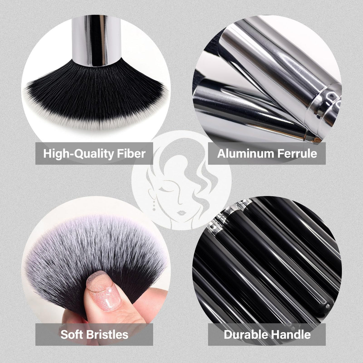 Professional Makeup Brush Set 25 Pcs with Sponge & Puff - Black