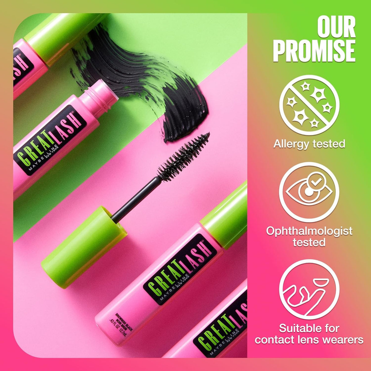 Volumizing Washable Mascara - Very Black, 0.34 fl oz, Long & Thick Lashes