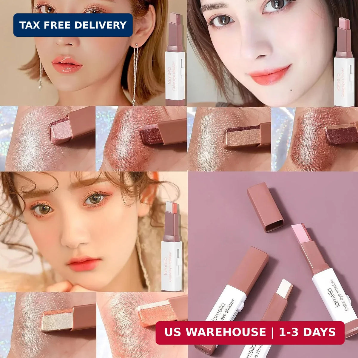6 Color Eyeshadow Stick Set - Waterproof Gradient Glitter Makeup Pens