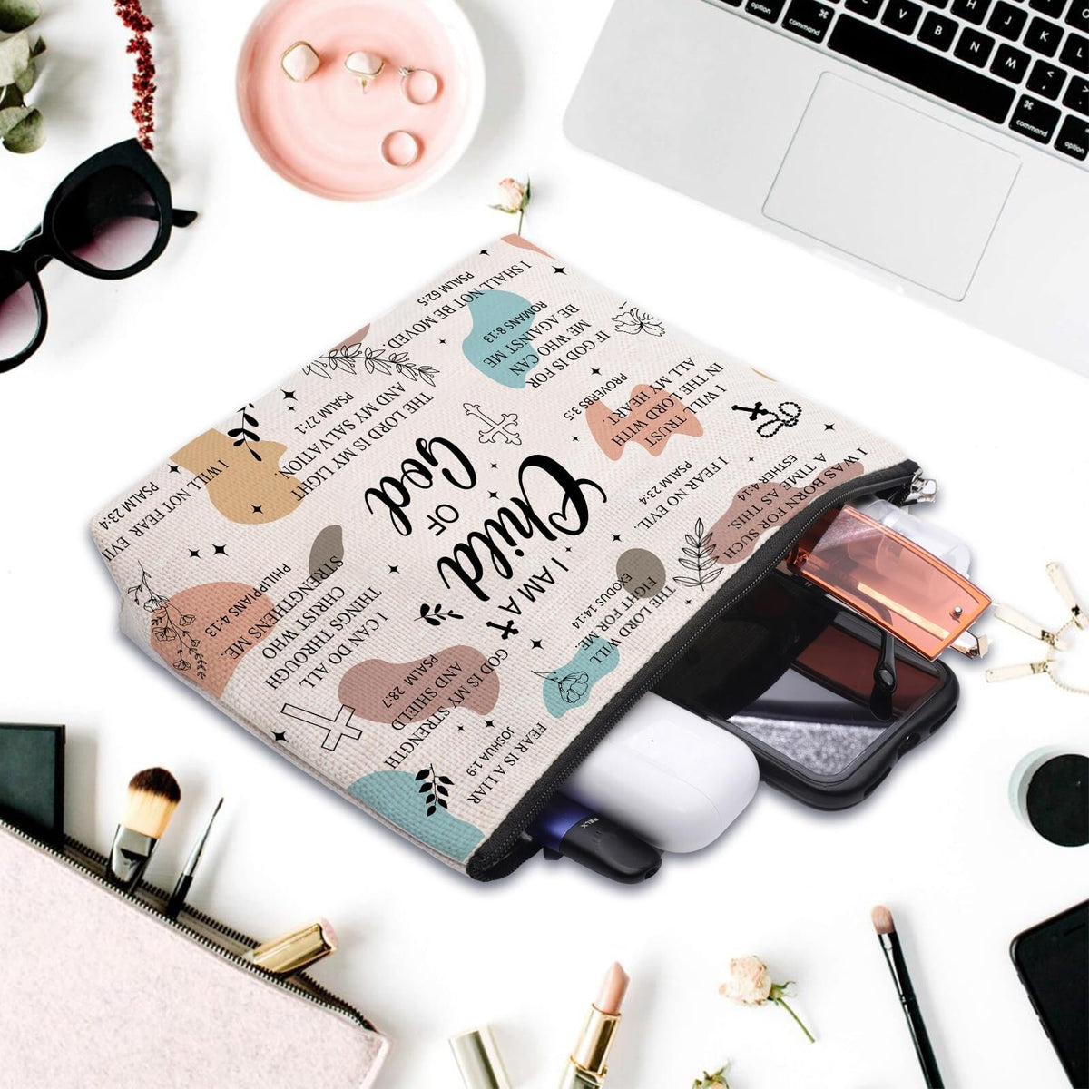 Religious Christian Gifts for Women Makeup Bag - Child of God Faith Pouch