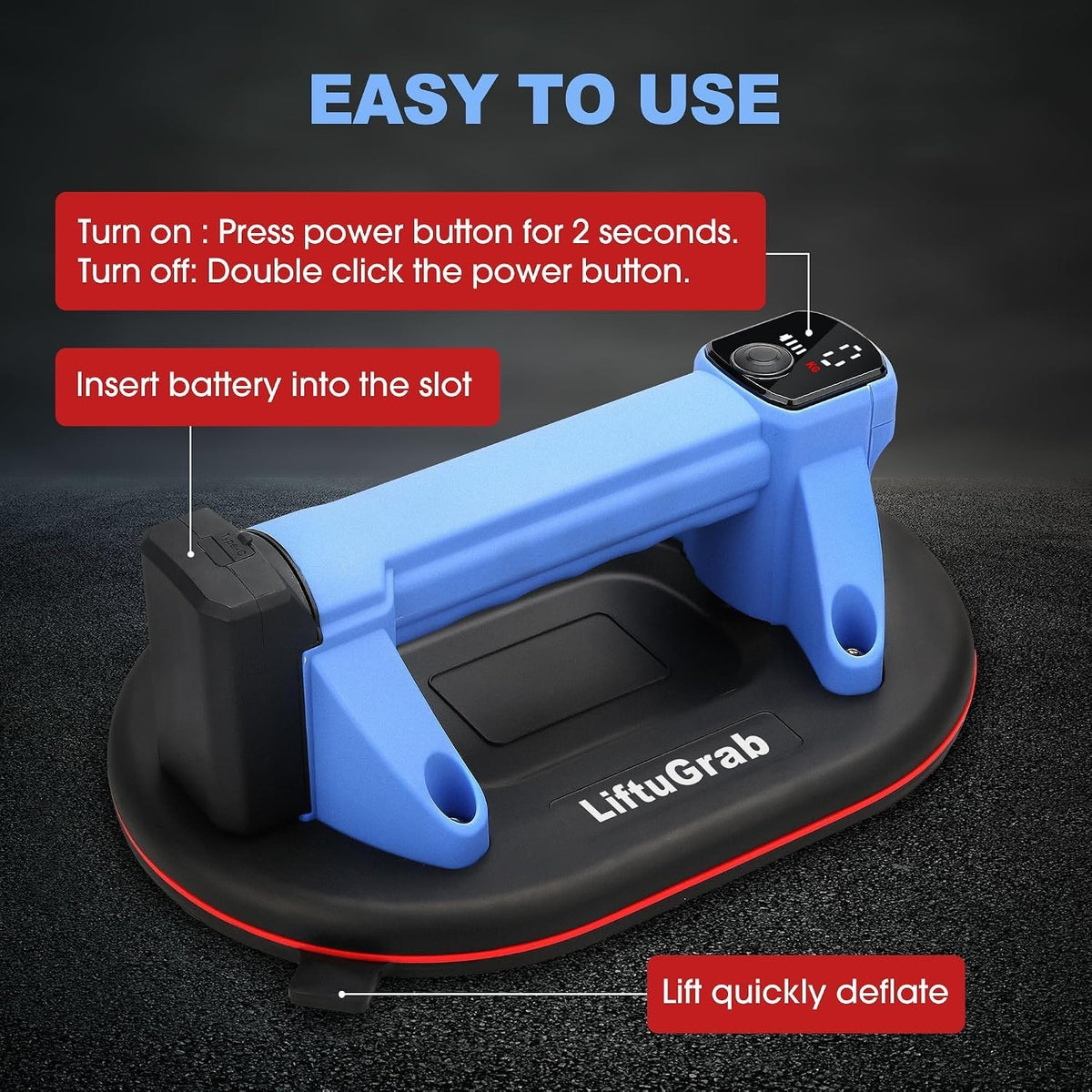 Electric Suction Cup with LED Display 551 lb Load Capacity 10-Inch Base