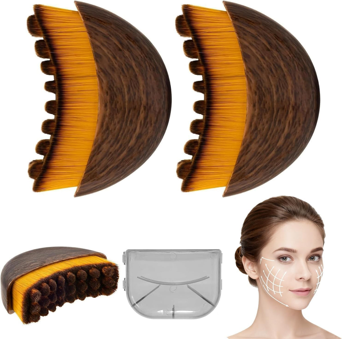 Lymphatic Contour Face Brush Set - Gentle Dry Brushing for Facial Drainage and Sculpting