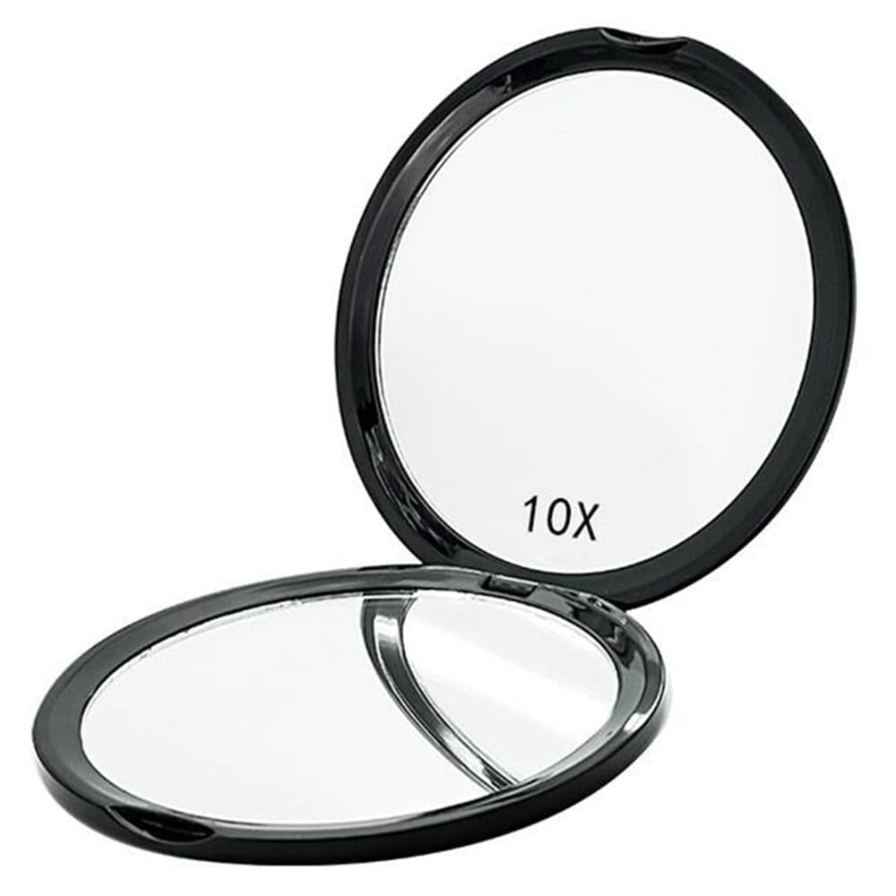 Magnifying Compact Mirror for Purse - 1x/10x Foldable Travel Makeup Mirror