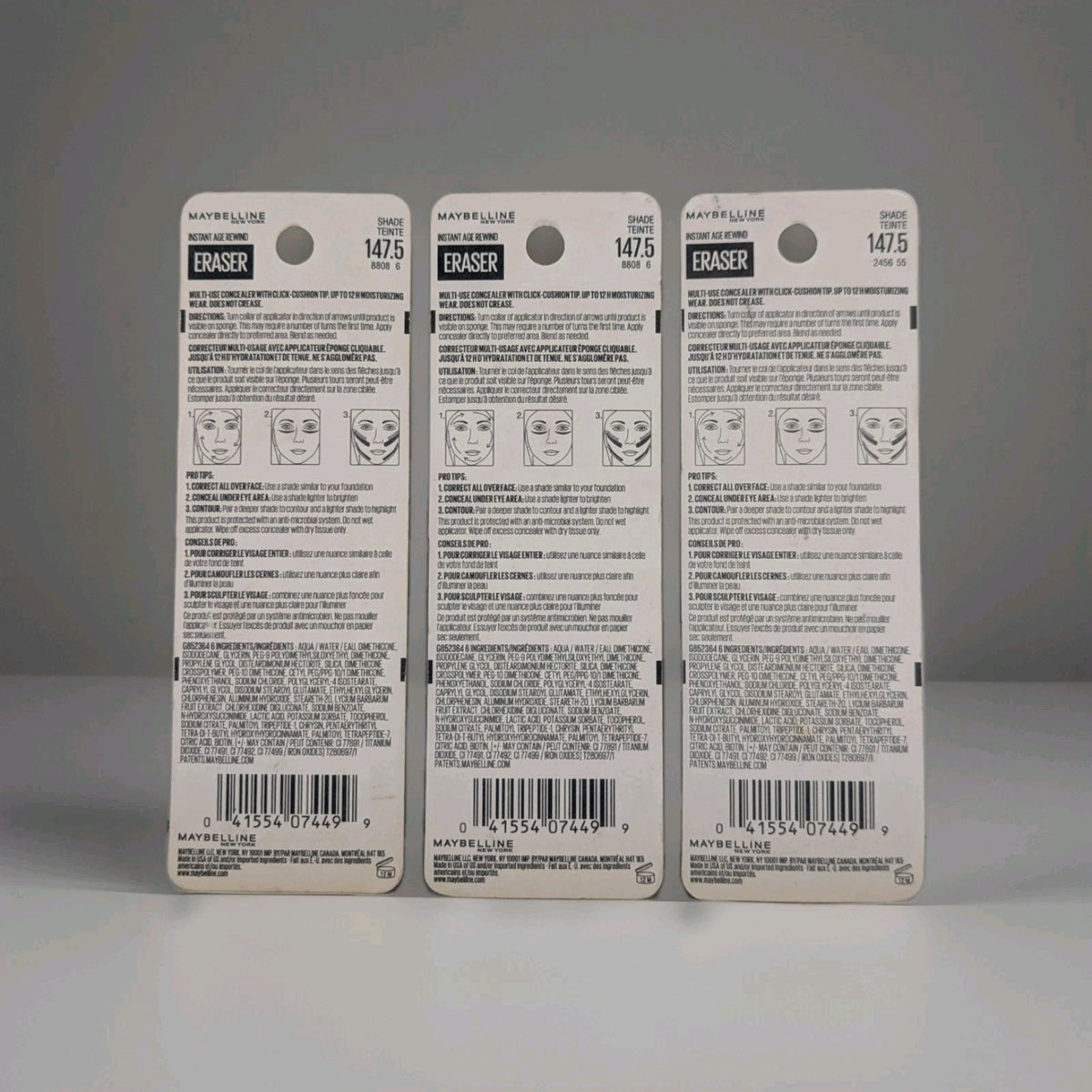 3 Pack Multi-Use Concealer Shades for Face & Eye - Instant Age Rewind