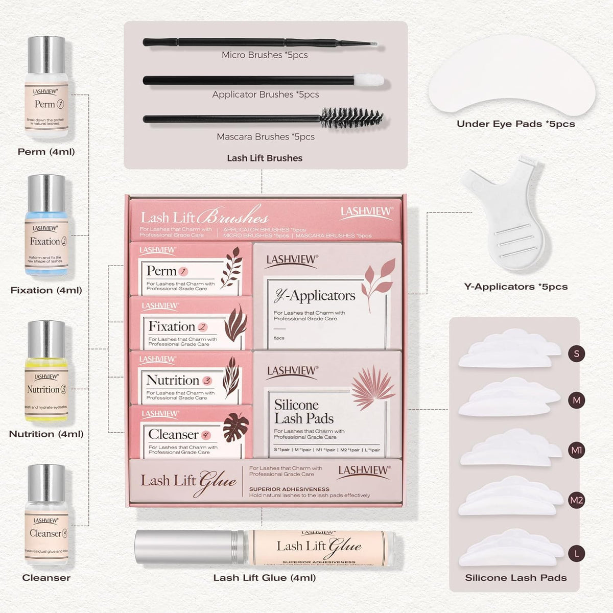 Professional Lash Lift Kit with Silicone Pads & Glue for Eyelash Perming