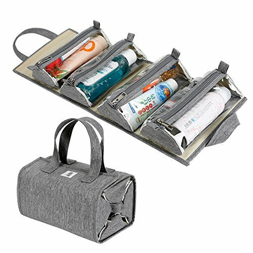 Hanging Roll-Up Makeup and Toiletry Organizer Bag for Travel & Home
