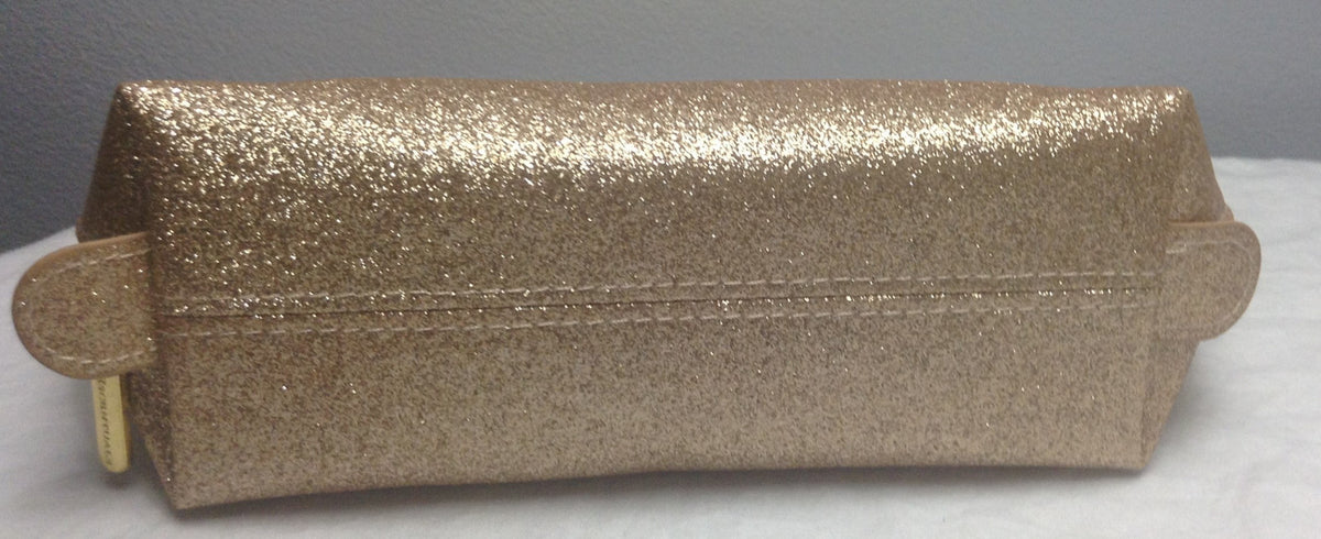 Gold Sparkle Makeup Bag - Cosmetic Storage Organizer