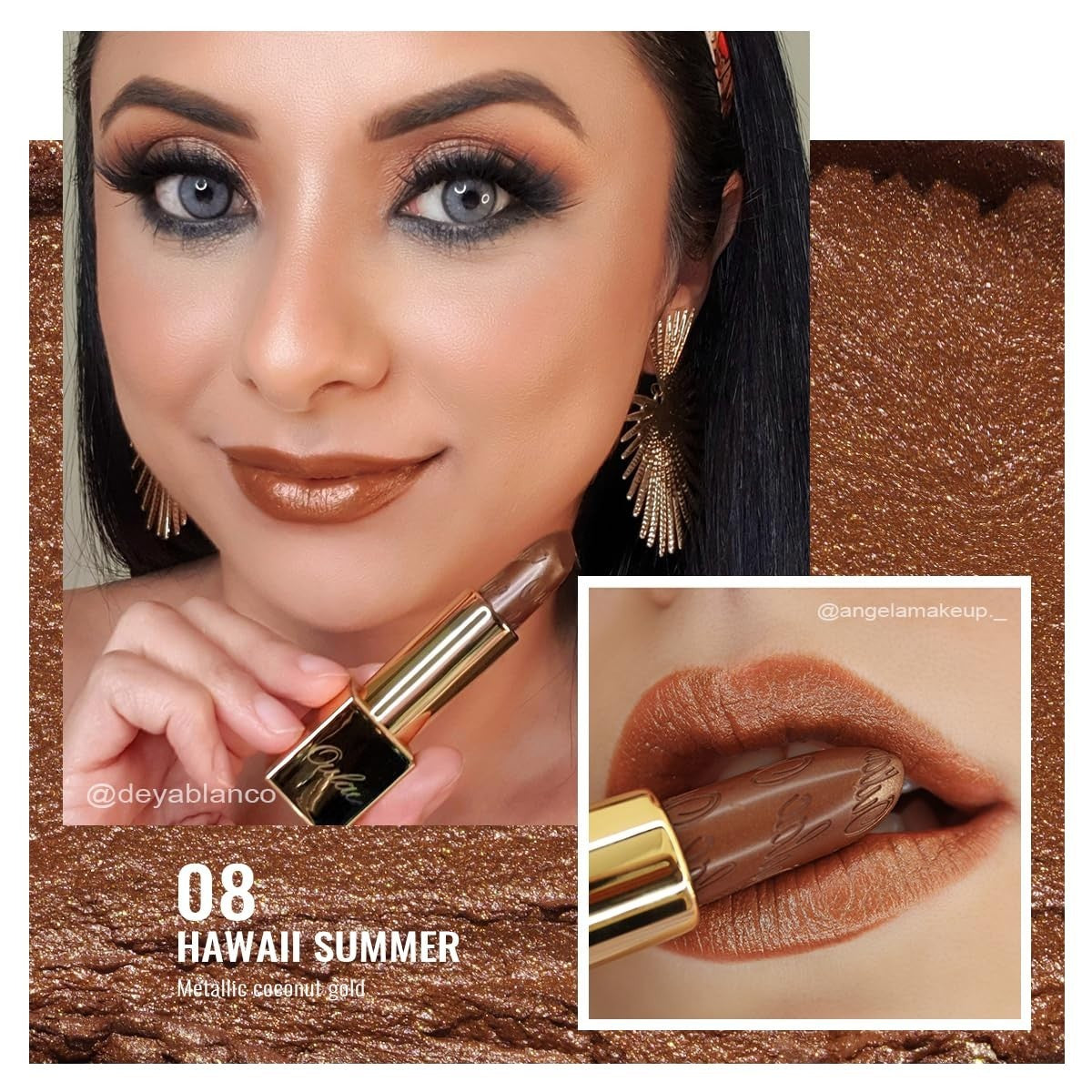 Dark Brown Lipstick with Glitter Finish - Hydrating, Long-Lasting Makeup