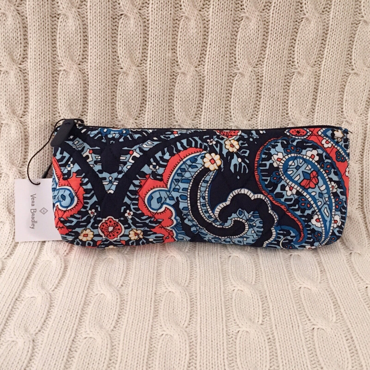 Vera Bradley Marrakesh Blue Orange Cosmetic Bag & Pencil Case - NWT