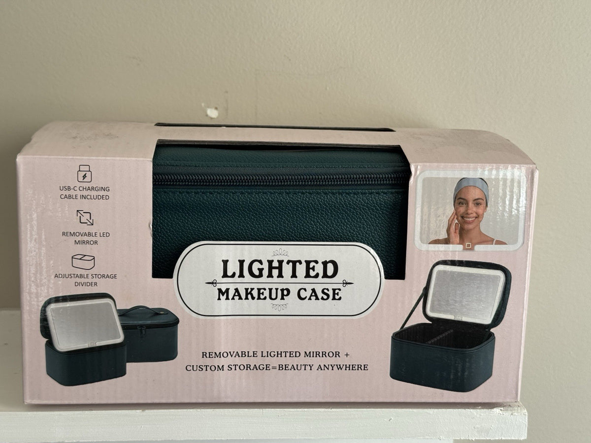 Lighted Makeup Case with USB-C Charging & LED Mirror - Portable Travel Vanity