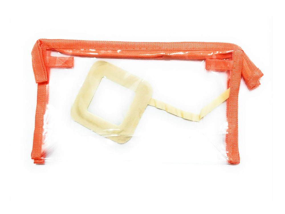 See-Through Zipper Cosmetic Bag with Mirror and Colored Trim - 4.5 x 7.75 in