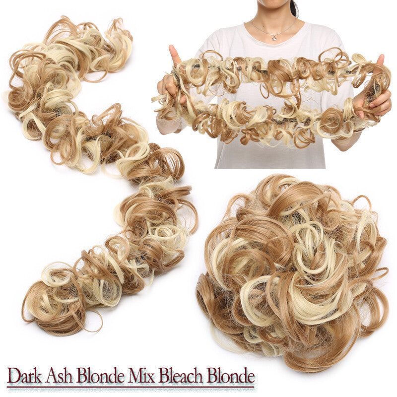 Thick Curly Human Hair Bun Extension Wrap Messy Scrunchie for Updos