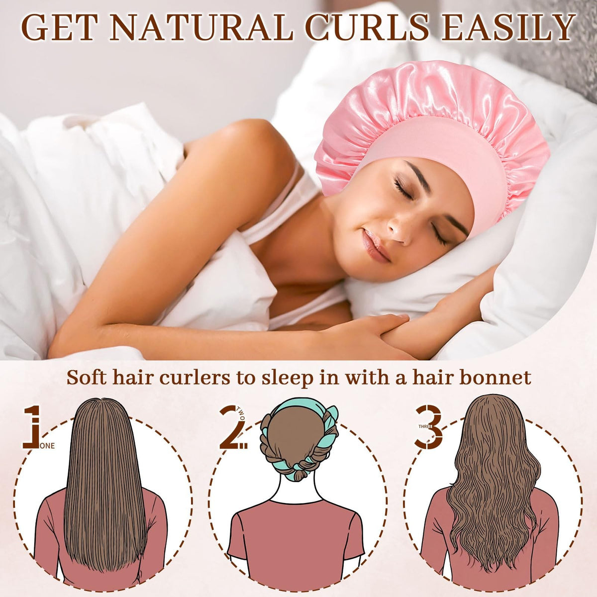 Velvet Heatless Hair Curler Set - 5Pcs, No Heat, Deep Pink