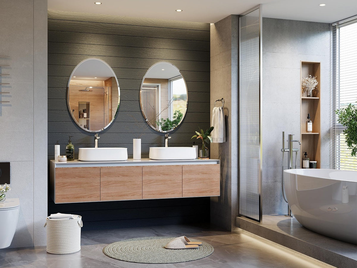 20x28 Inch Frameless Oval Bathroom Mirror with Beveled Edges - Impact-Resistant Tempered Glass
