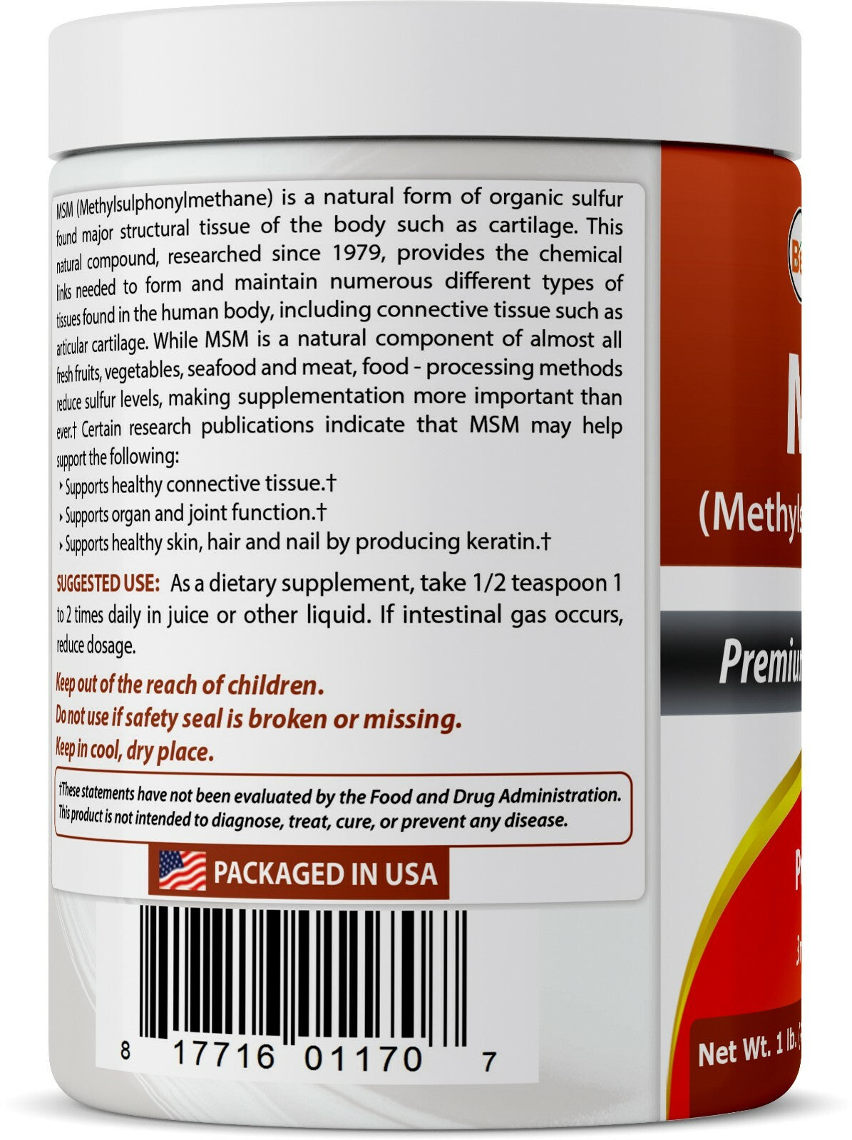 MSM Powder 1 Lb - Joint Support Supplement