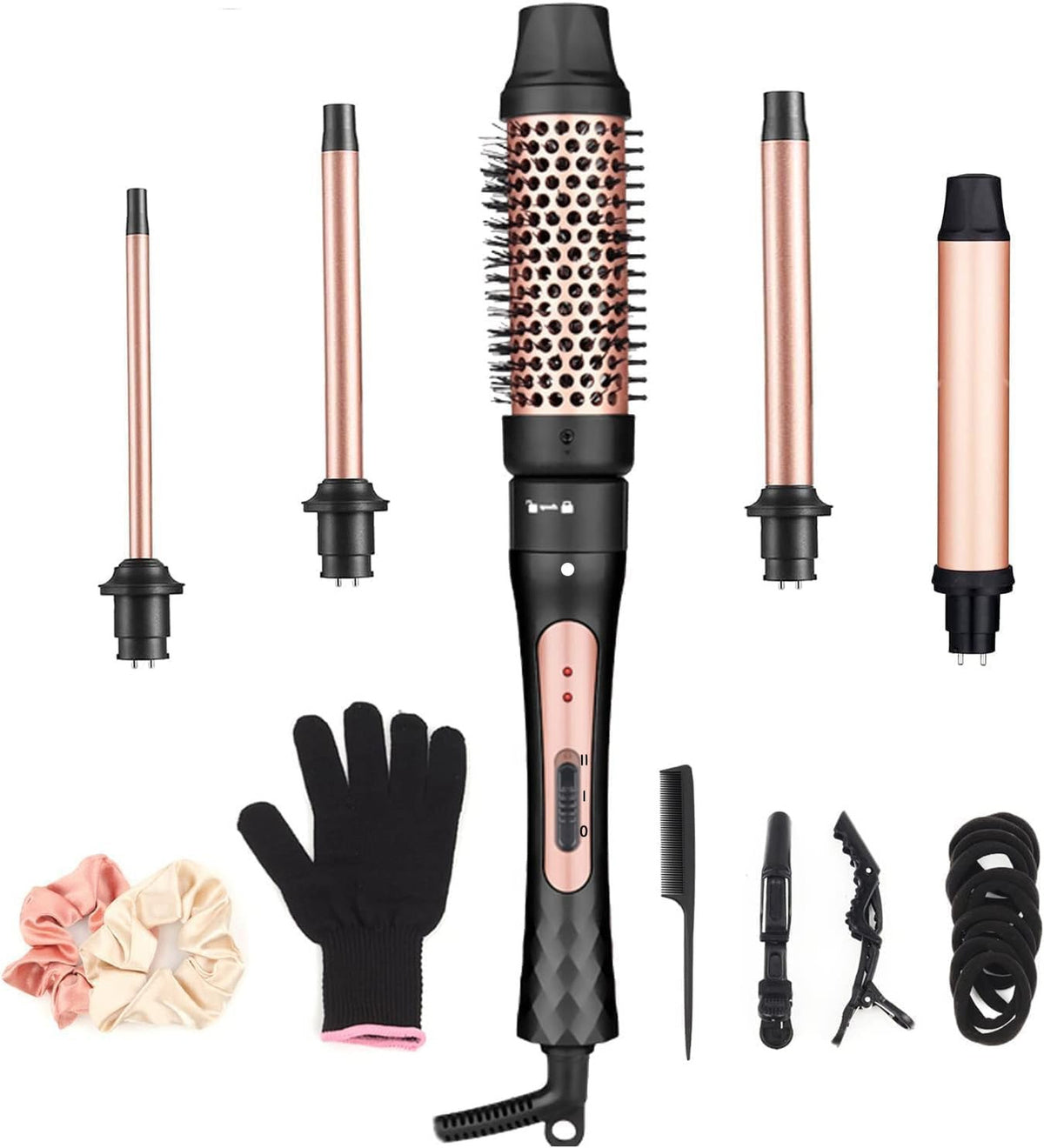 5-in-1 Curling Iron Set with Interchangeable Ceramic Barrels | Dual Voltage