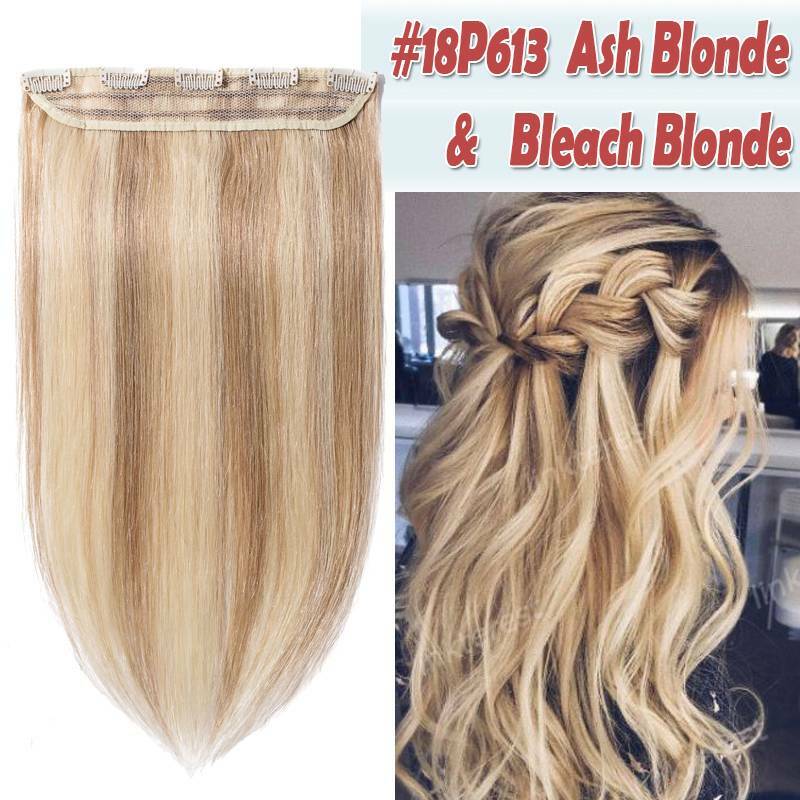 Remy Human Hair Extensions Clip-In Full Head Blonde 8-24 Inches