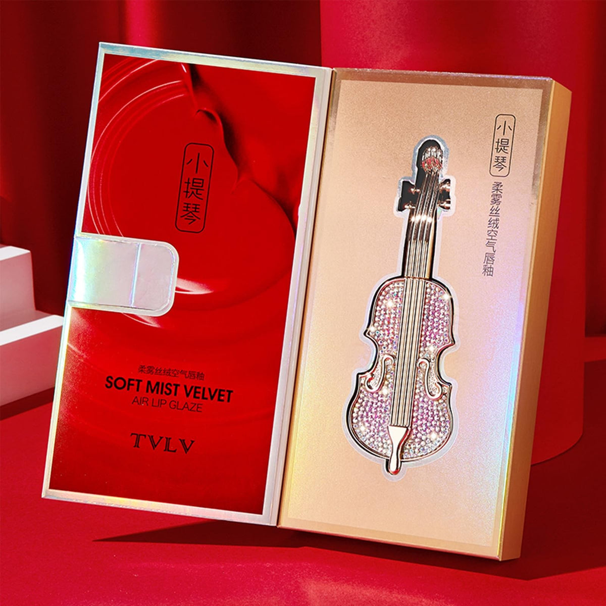 Long Lasting Velvet Red Lipstick Set with Violin Packaging - Waterproof & Matte